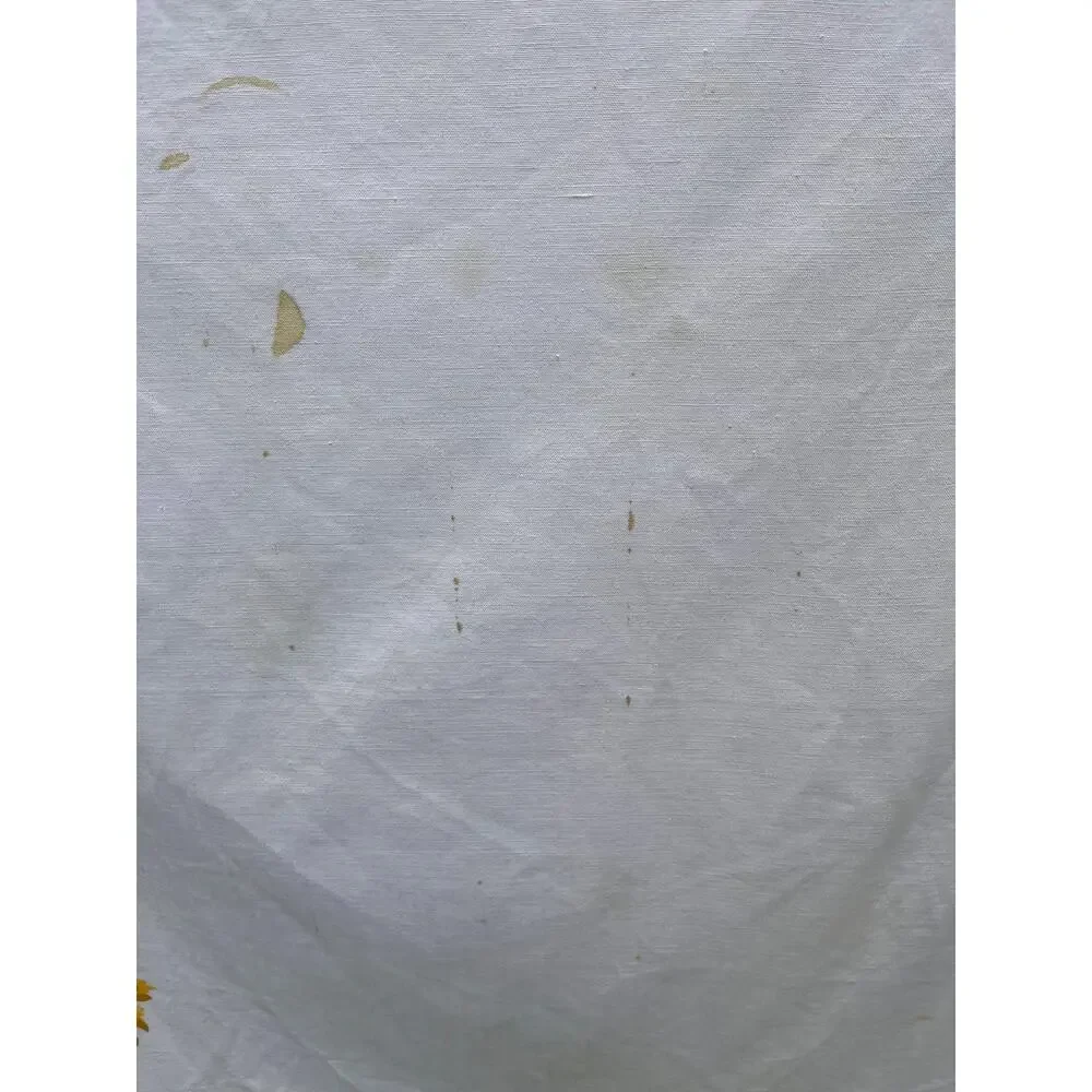 Vintage Yellow and Orange Floral Tablecloth with Swag Fringe Pattern